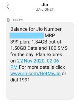 Check Jio Balance Through Miss Call