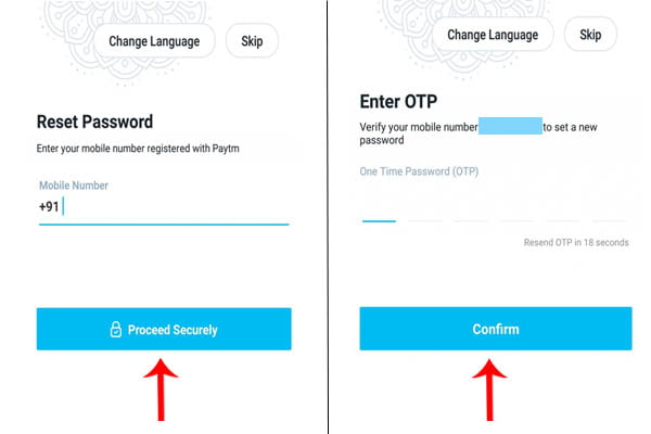 परत एकदा Paytm रजिस्टर मोबाइल नंबर टाईप करा आणि OTP टाईप करा