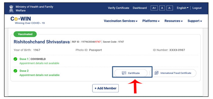 How to download the vaccination certificate 1