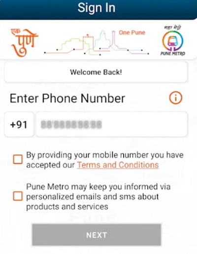 How can I book a Pune Metro ticket online Step 2