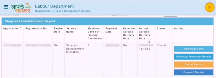 How to apply shop act license online Step 18