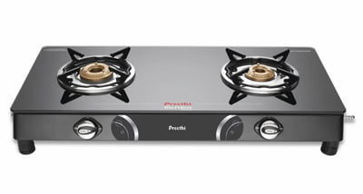 Preethi Blu Flame Gleam Glass Top 2 Burner Gas Stove