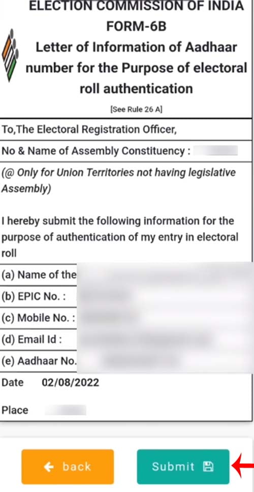 How to Link Voter ID Card to Aadhar Card Online Step 10