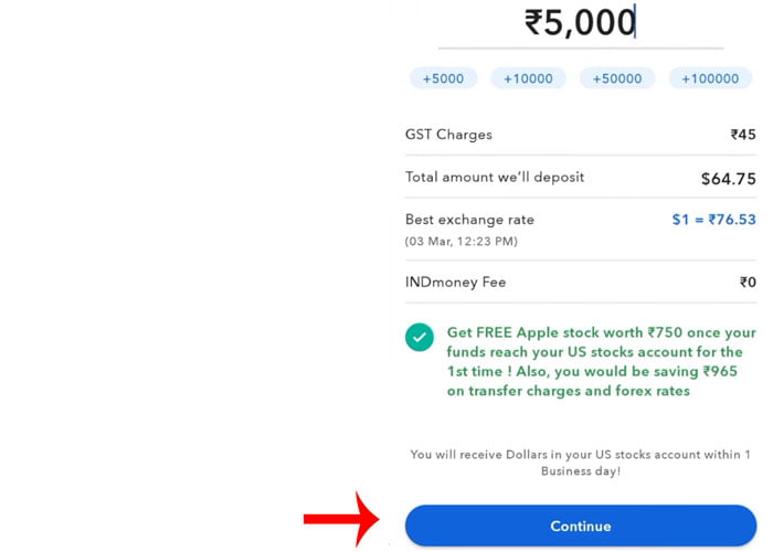 How to Add Money in IndMoney for US Stocks Step 2