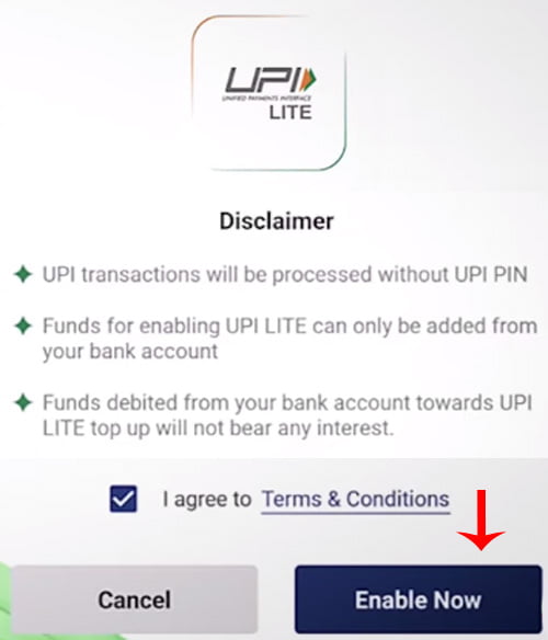 How to set up UPI Lite in BHIM App Step 2