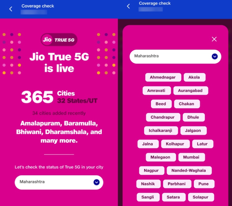 Check JIO True 5G Network Service in my Area Step 2