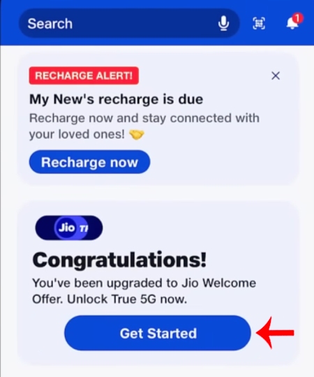 Check JIO True 5G Welcome Offer Step 1