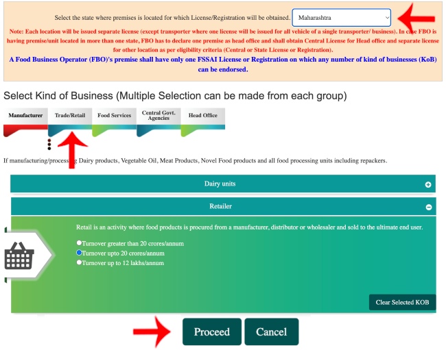 Food Licence Online Registration Marathi Step 3