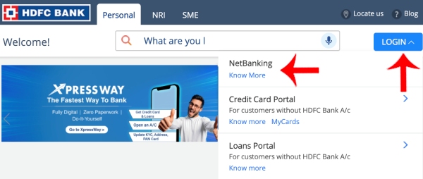 HDFC Internet Banking Bank Statement Download Step 1