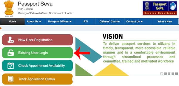 Passport Online Apply Kasa Karaycha Step 1