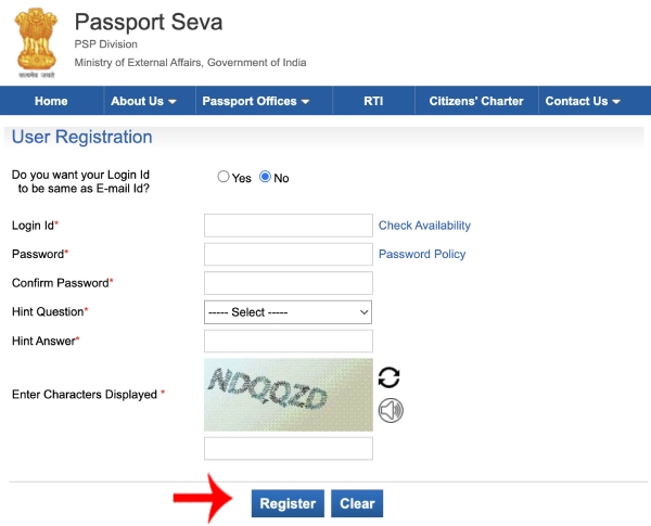 passportindia gov Website Var Registration Kase Karayche Step 3