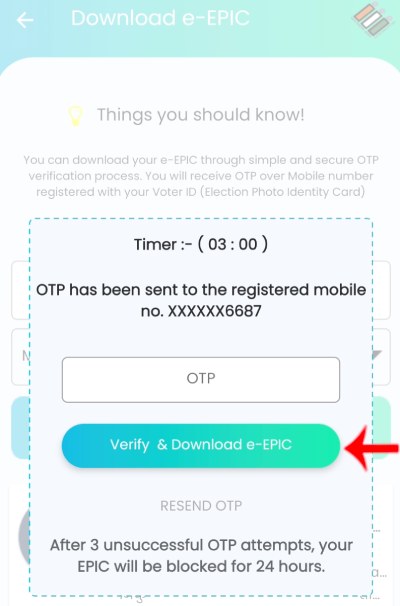New Voter Card Download Step 11